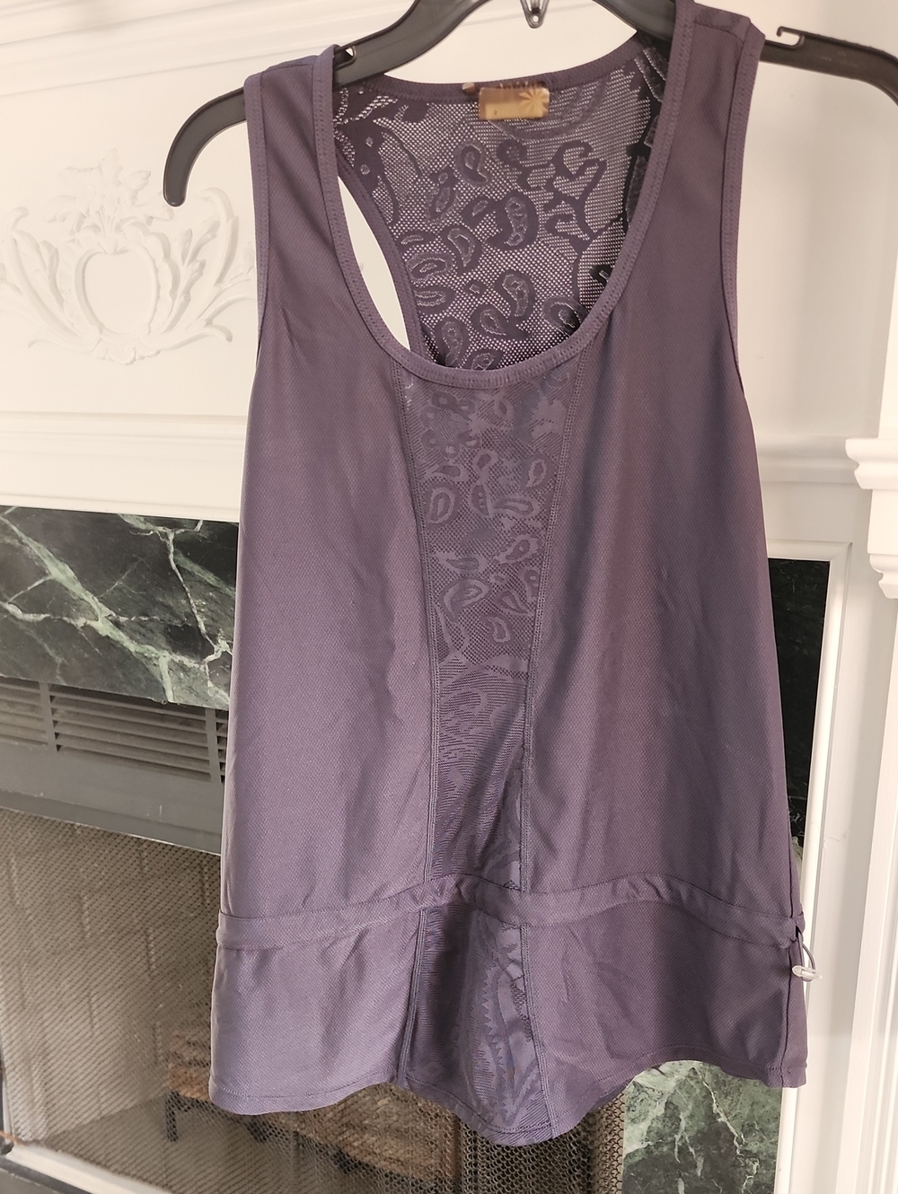 Athleta Dark Purple Lace Accent Mesh Athletic Racerback Tank Sz S